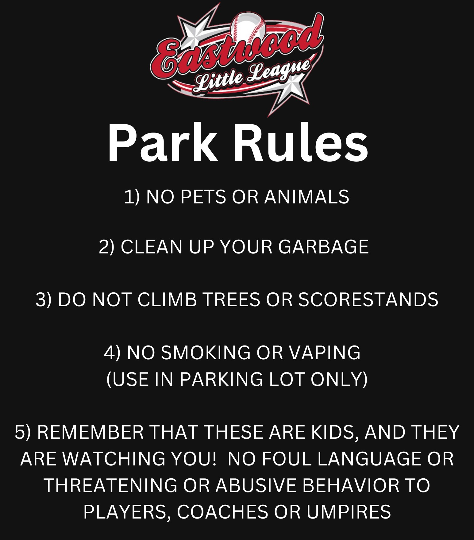 Ballpark Rules and Information